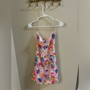 Floral Sequin Multicolor Mini Dress